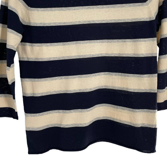 DEMYLEE WOMENS NAVY/CREAM STRIPED BATEAU NECKLINE SWEATER - Picture 6 of 7